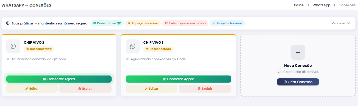 Conexões WhatsApp — HubEleitor